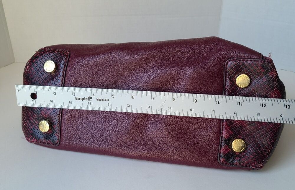 Michael Kors Burgundy Leather Python Embossed Satchel Shoulder Bag Purse Large - Picture 16 of 16